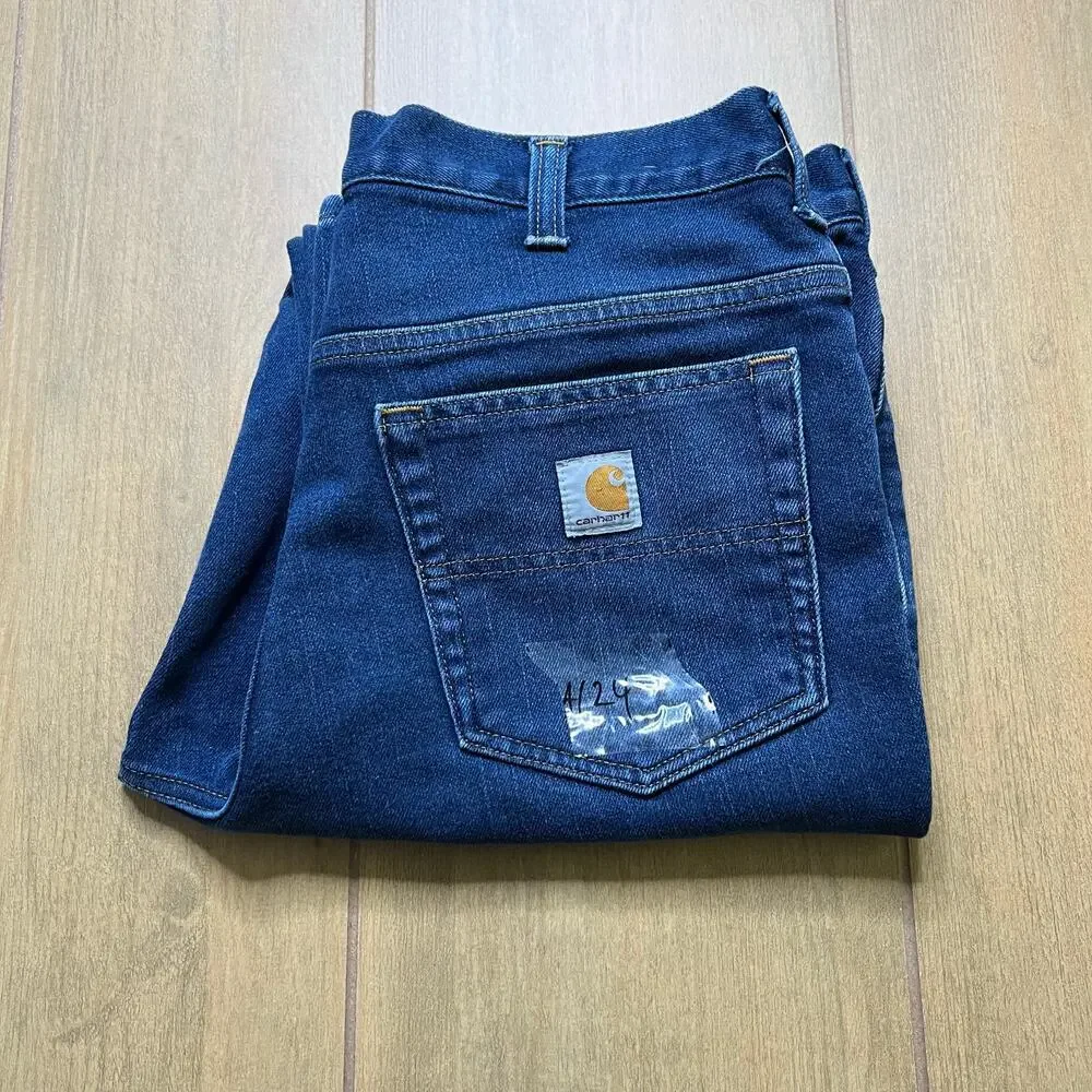 Vintage Carhartt Jeans Mens 34x32 Blue Denim Utility Work‎ Pants Modern Distress